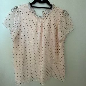 Loft Pink & Black Polka Dot Blouse